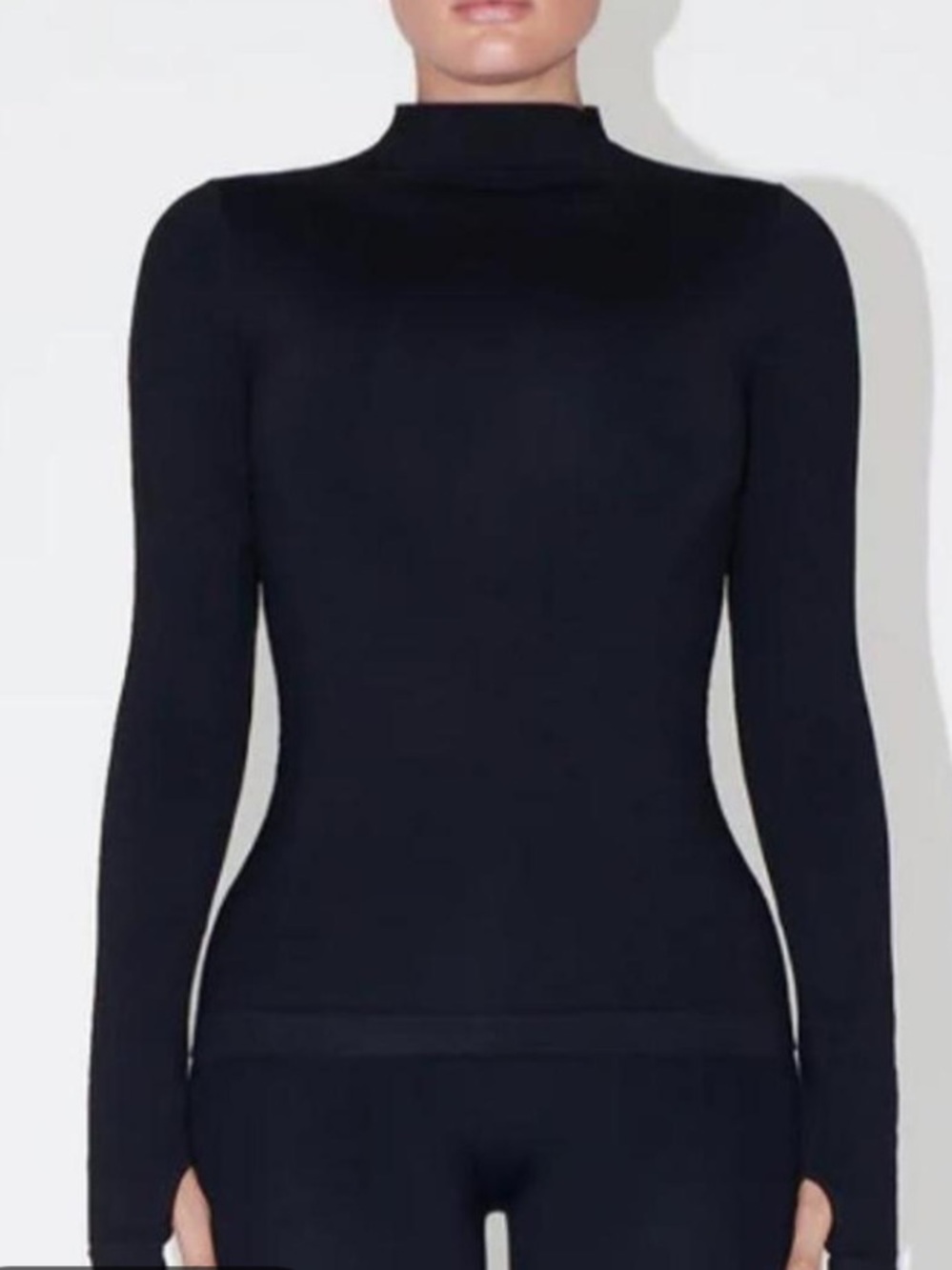 Khy by Kylie Jenner black long sleeve mock neck long sleeve with thumb holes